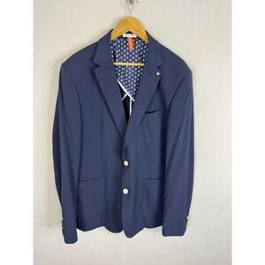 Blue Industry Mens Navy Blue Micro Stripe Two Button Blazer Jacket Men 46